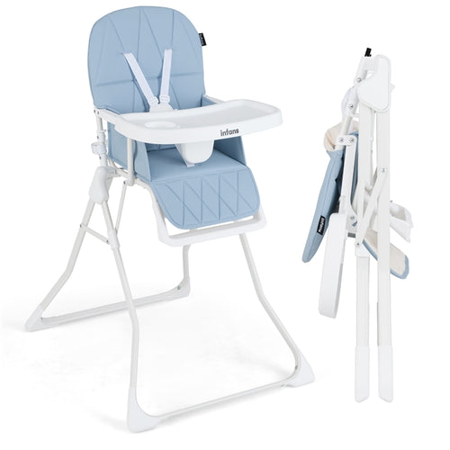 Baby Foldable High Chair with Removable Adjustable Tray and PU Seat Cushion