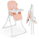 Baby Foldable High Chair with Removable Adjustable Tray and PU Seat Cushion