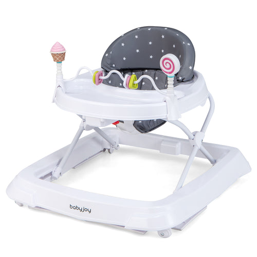 Folding Baby Walker with Wheels & 3-Level Adjustable Height