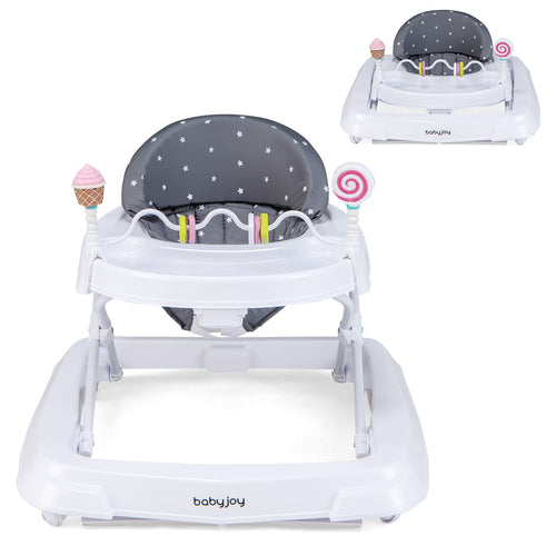 Folding Baby Walker with Wheels & 3-Level Adjustable Height