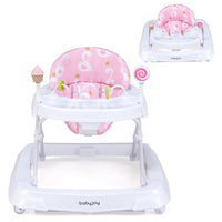 Folding Baby Walker with Wheels & 3-Level Adjustable Height