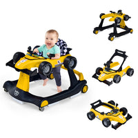 4-in-1 Foldable Activity Car Walker with Adjustable Height and Speed