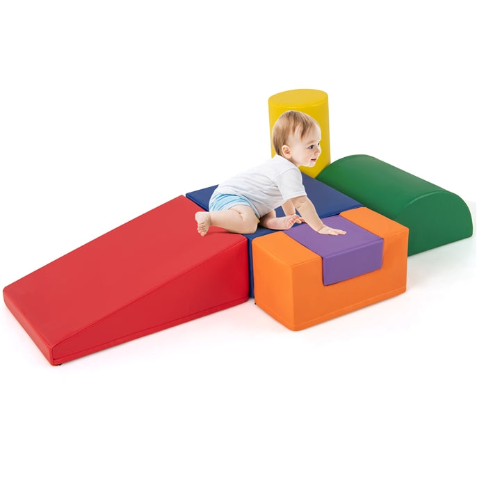 Foam Climbing Blocks for Toddlers 1-3, 6 Pieces Indoor Climb and Crawl Activity Playset with Rectangles