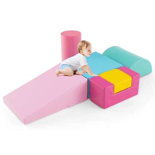 Foam Climbing Blocks for Toddlers 1-3, 6 Pieces Indoor Climb and Crawl Activity Playset with Rectangles