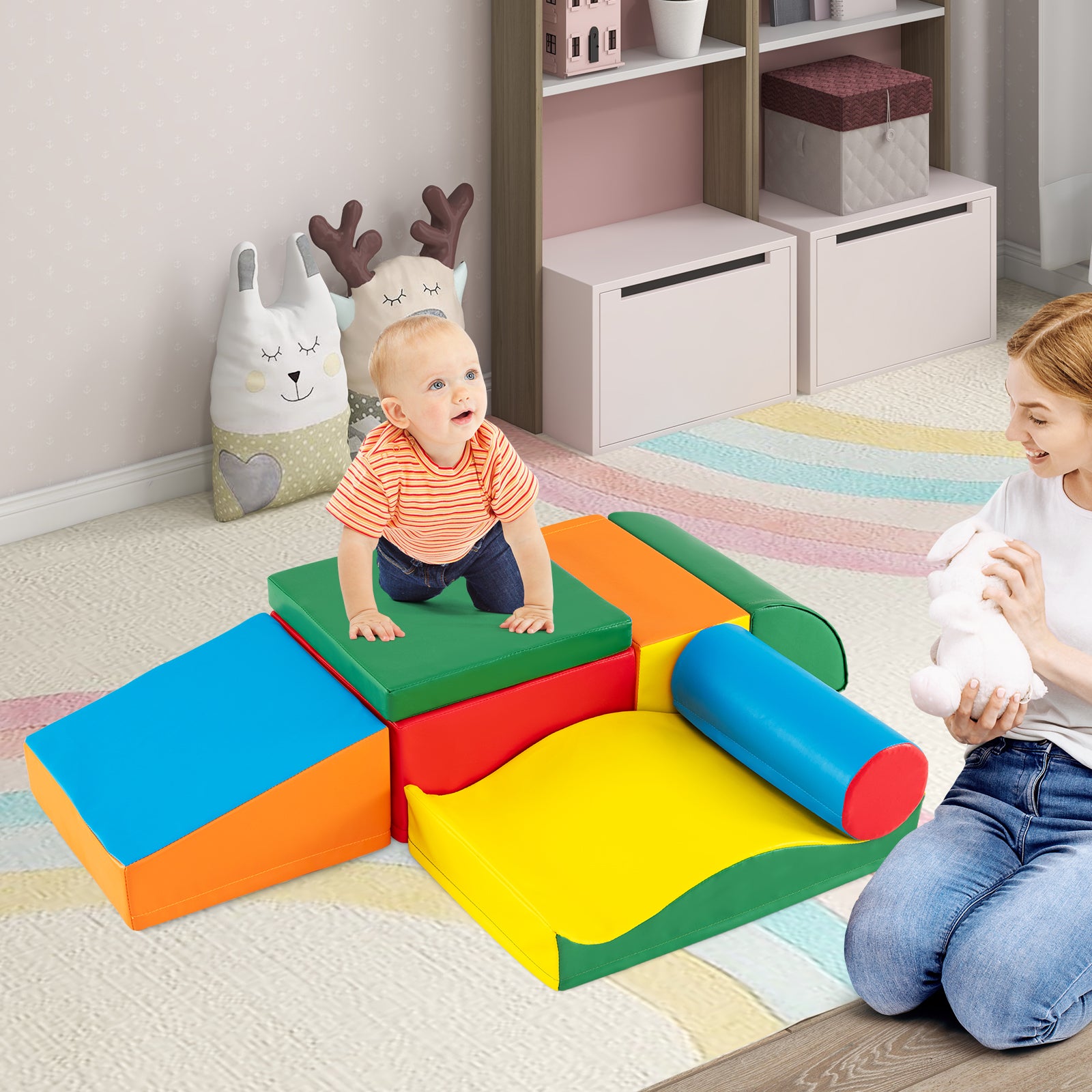 7 Pieces Climb and Crawl Activity Play Set with Zippered Cover