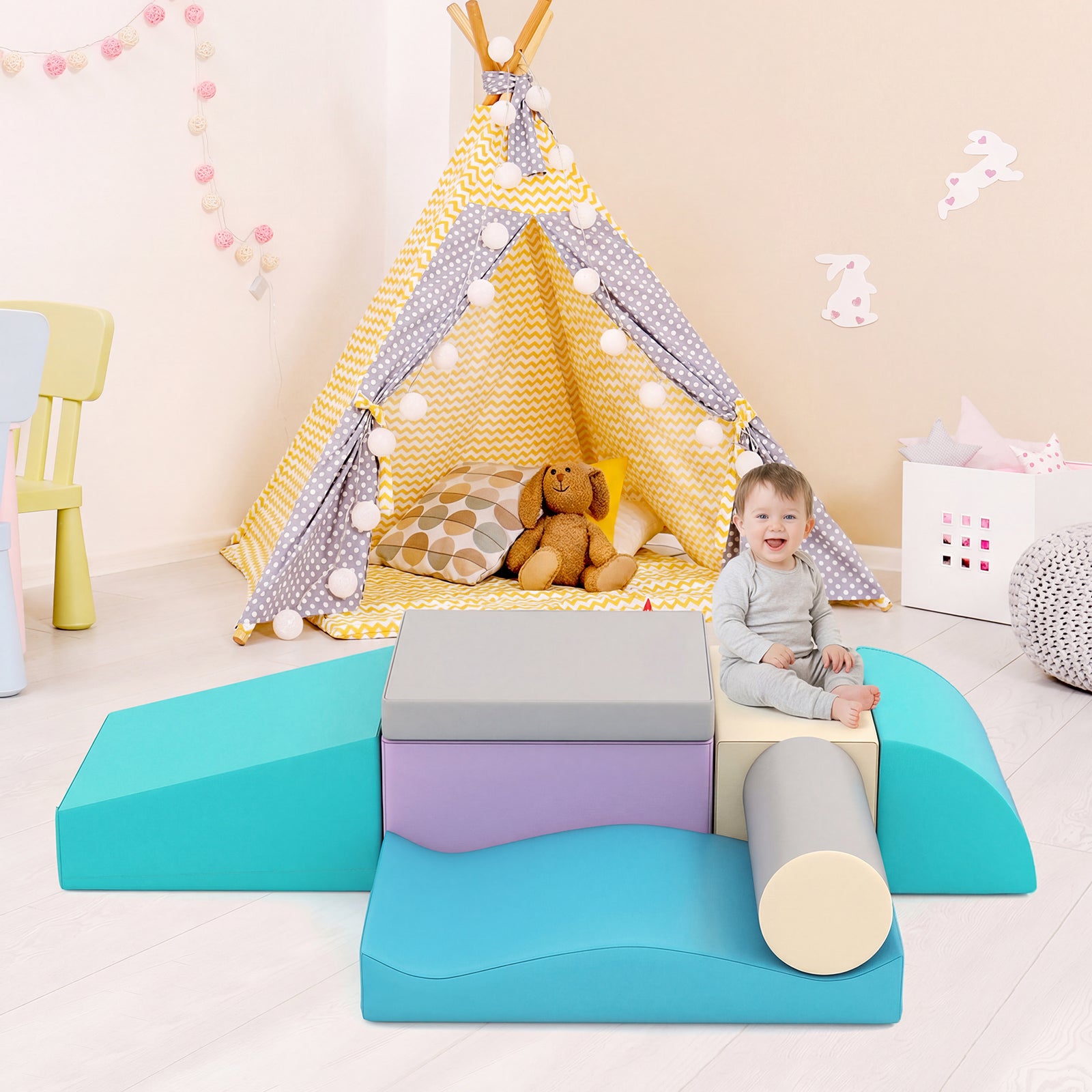 7 Pieces Climb and Crawl Activity Play Set with Zippered Cover
