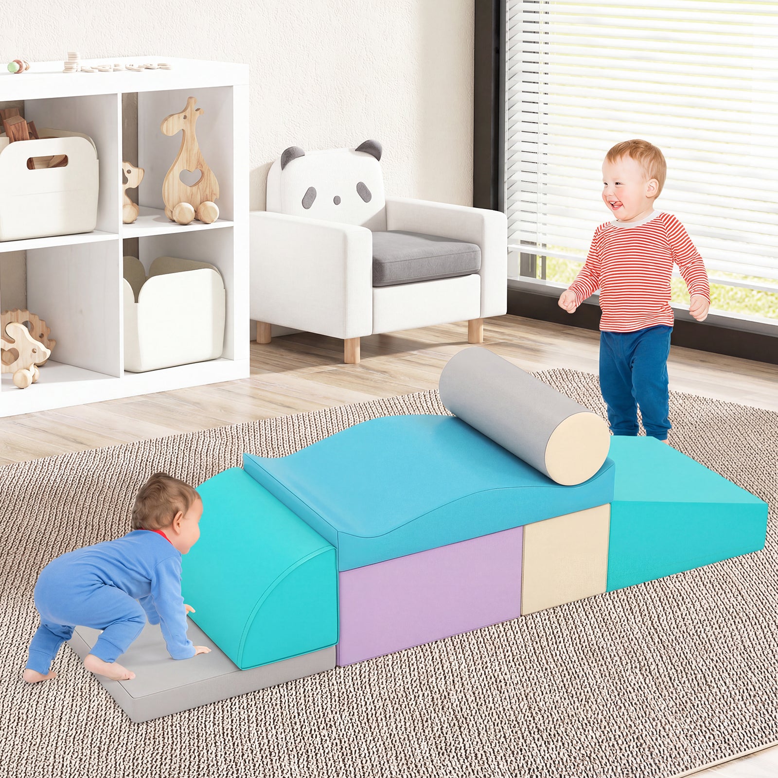 7 Pieces Climb and Crawl Activity Play Set with Zippered Cover