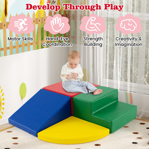 4-Pieces Climbing Toys for Toddlers Climb & Crawl Soft Foam Block with High-Density EPE Foam