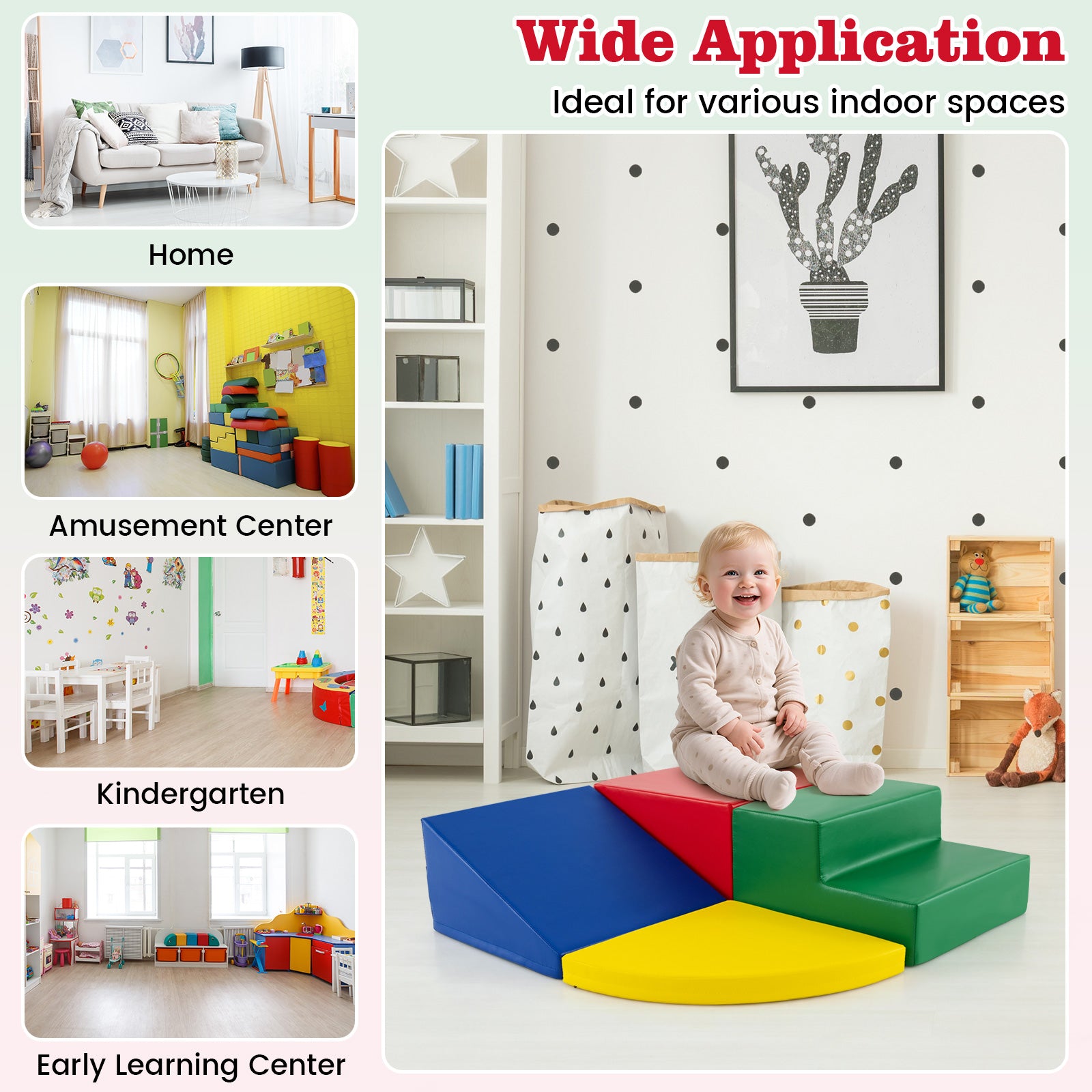 4-Pieces Climbing Toys for Toddlers Climb & Crawl Soft Foam Block with High-Density EPE Foam