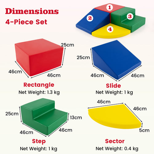4-Pieces Climbing Toys for Toddlers Climb & Crawl Soft Foam Block with High-Density EPE Foam