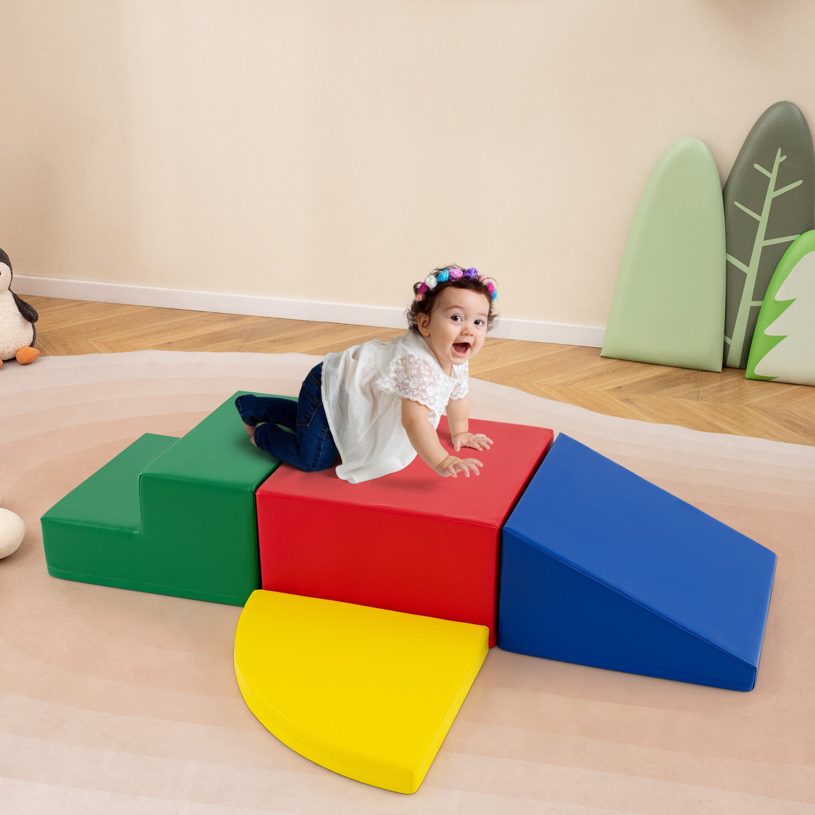 4-Pieces Climbing Toys for Toddlers Climb & Crawl Soft Foam Block with High-Density EPE Foam