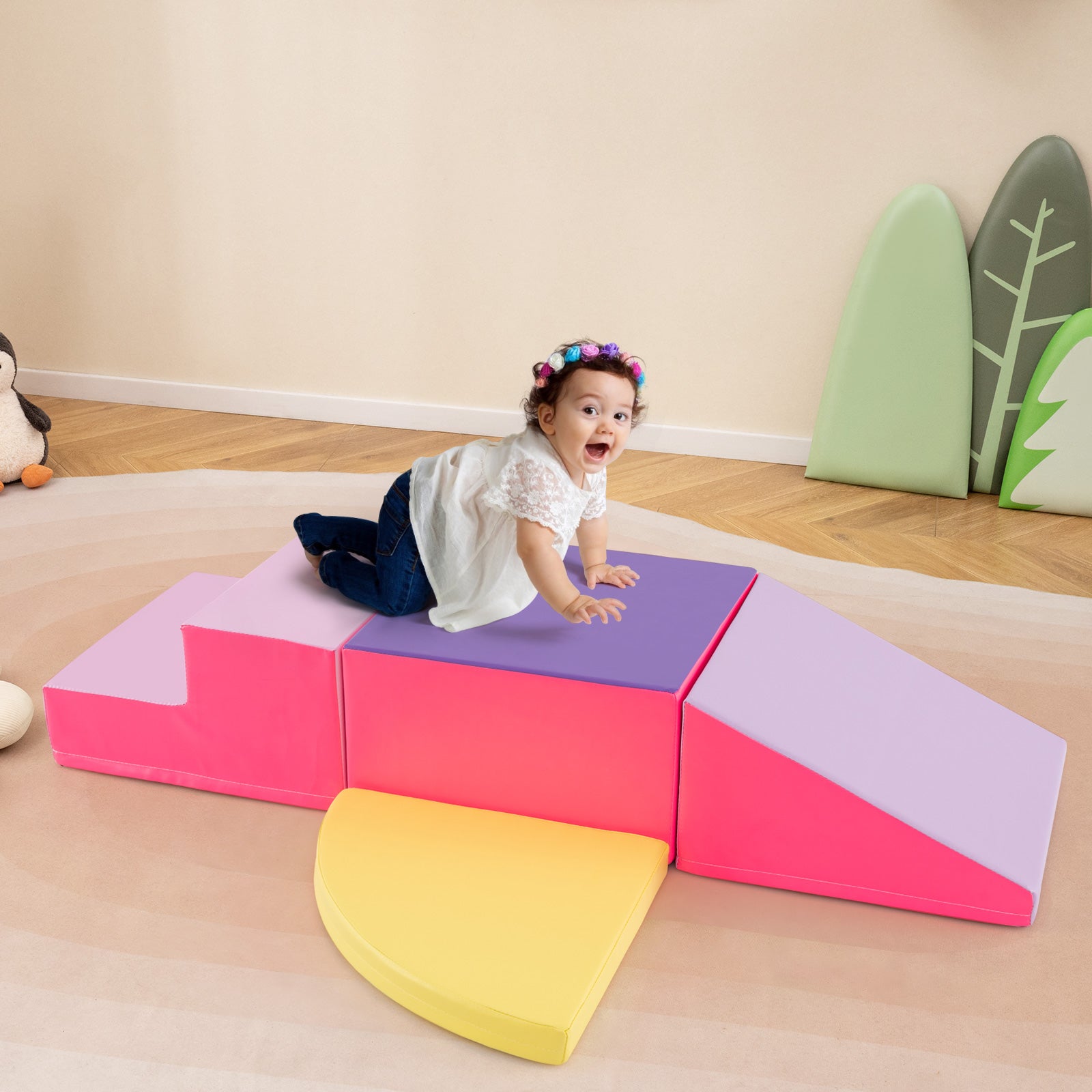 4-Pieces Climbing Toys for Toddlers Climb & Crawl Soft Foam Block with High-Density EPE Foam