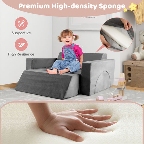 8 PCS Kids Play Sofa, Toddler Couch w/Detachable Cover, Indoor Kids Creative Couch