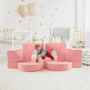 8 PCS Kids Play Sofa, Toddler Couch w/Detachable Cover, Indoor Kids Creative Couch