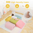 INFANS 6pc Kids Climb and Crawl Soft Foam Block Activity Structure Play Set with Chenille Fabric, 30D High-Density Foam