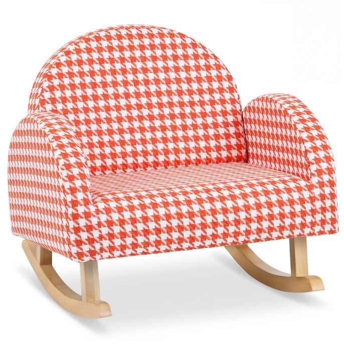INFANS Kids Sofa Toddler Rocking Chair with Solid Wooden Frame, Anti-Tipping Design