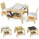 INFANS Kids Table and Chair Set, 4 in 1 Wooden Activity Desk