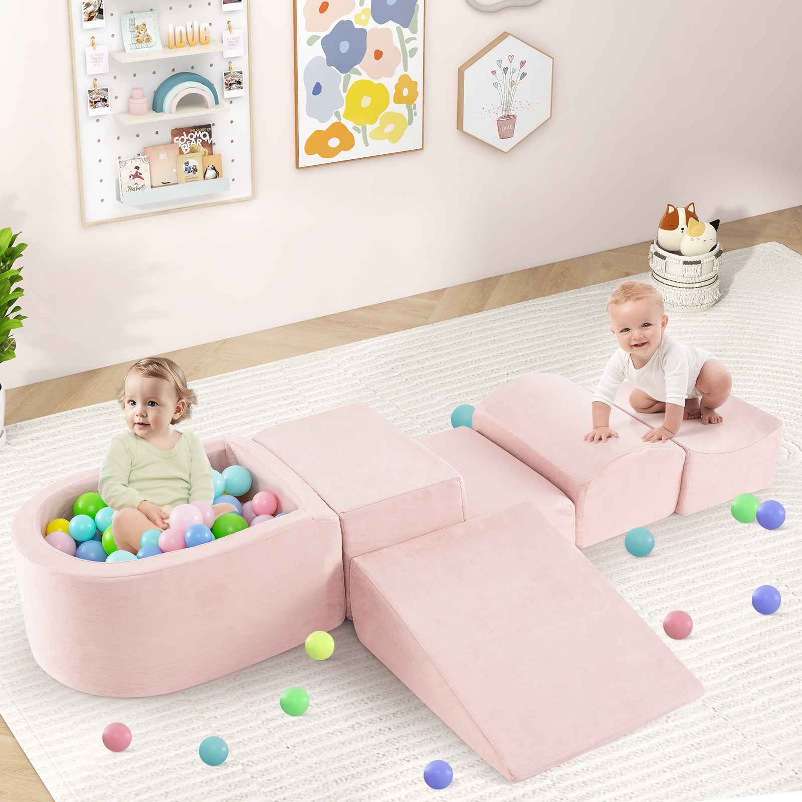 INFANS Climbing Toys for Toddlers Foam Climbing Blocks and Ball Pit for Baby