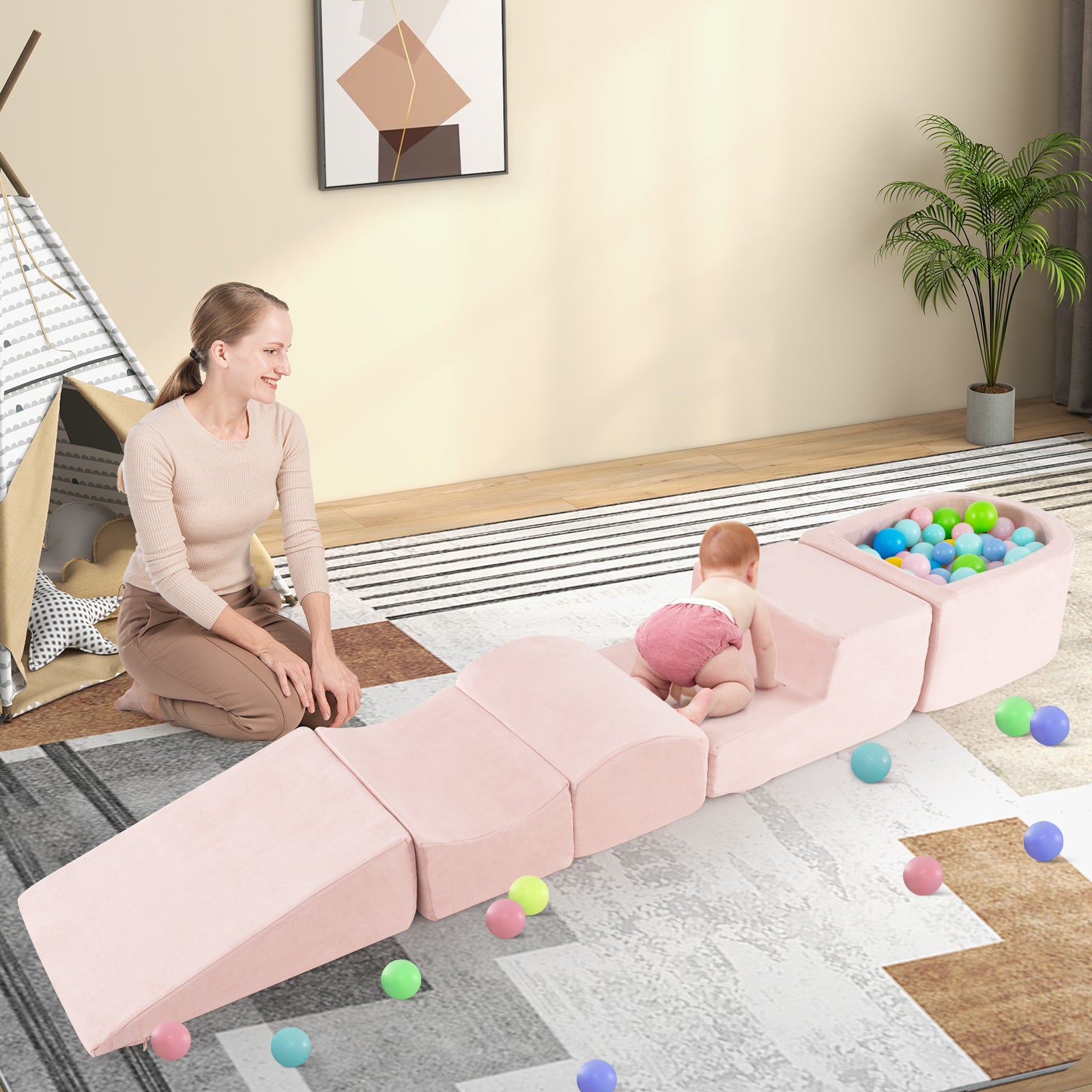 INFANS Climbing Toys for Toddlers Foam Climbing Blocks and Ball Pit for Baby