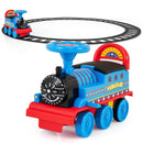 Ride on Train Track, 6V Electric Ride on Train with Tracks, Storage Seat, Flashing Lights & Music