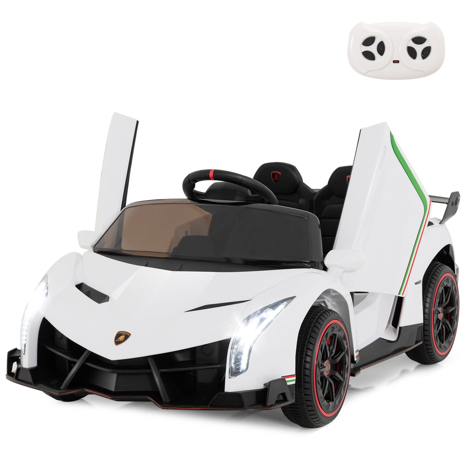 12V 4WD Licensed Lamborghini Veneno Powered Electric Vehicle with Hydraulic Doors, Rocking Mode, Remote Control