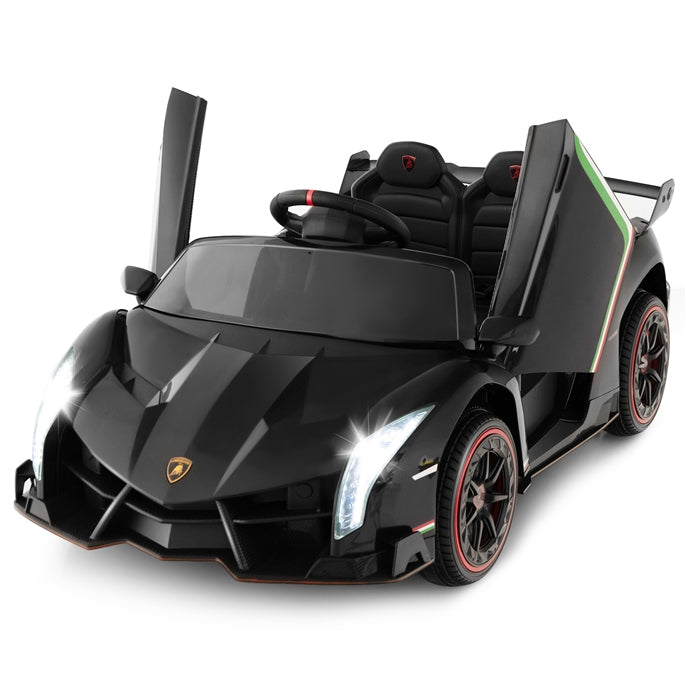 12V 4WD Licensed Lamborghini Veneno Powered Electric Vehicle with Hydraulic Doors, Rocking Mode, Adjustable Speeds, Remote Control, MP3, Headlight
