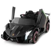 12V 4WD Licensed Lamborghini Veneno Powered Electric Vehicle with Hydraulic Doors, Rocking Mode, Adjustable Speeds, Remote Control, MP3, Headlight