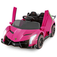 12V 4WD Licensed Lamborghini Veneno Powered Electric Vehicle with Hydraulic Doors, Rocking Mode, Adjustable Speeds, Remote Control, MP3, Headlight
