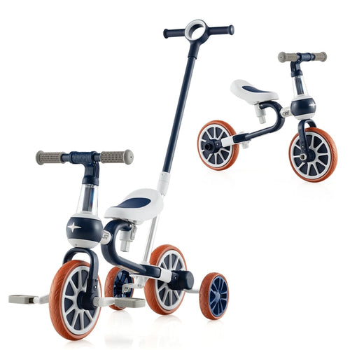 4-in-1 Toddler Tricycle, Kids Training Balance Bike w/Adjustable Parent Handle