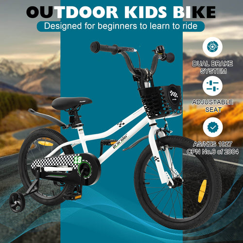 Kids Bike, 14 16 18 Inch Boys Girls Bike for 3-8 Years w/Training Wheels