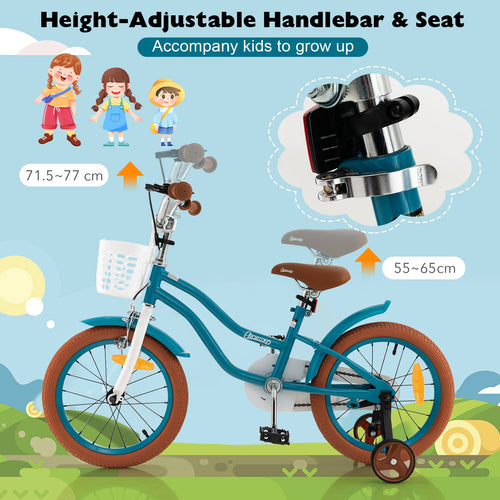 Kids Bike, 16 Inch Boys Girls Bike for 3-8 Years w/Training Wheels