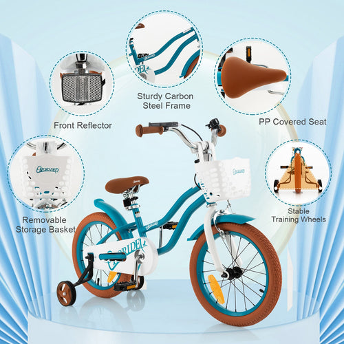 Kids Bike, 16 Inch Boys Girls Bike for 3-8 Years w/Training Wheels