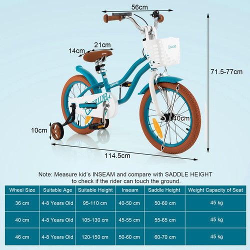 Kids Bike, 16 Inch Boys Girls Bike for 3-8 Years w/Training Wheels