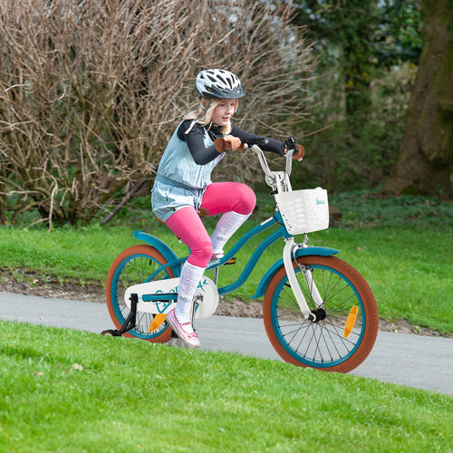Kids Bike, 18 Inch Boys Girls Bike for 3-8 Years w/Training Wheels, Adjustable Handlebar & Seat