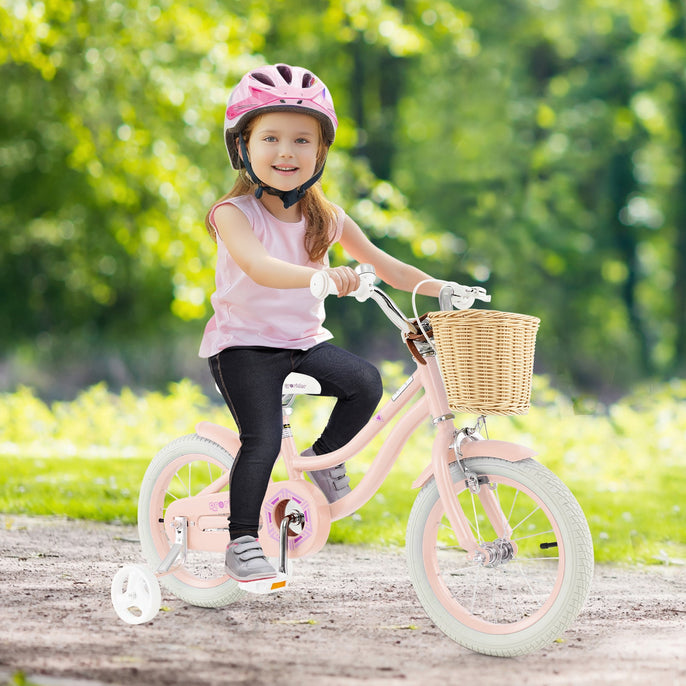 14"/16" Kid's Bike with Training Wheels,  Handbrake & Coaster Brake, 95% Pre-assembled Design, Bicycle for 3-7 Years Old