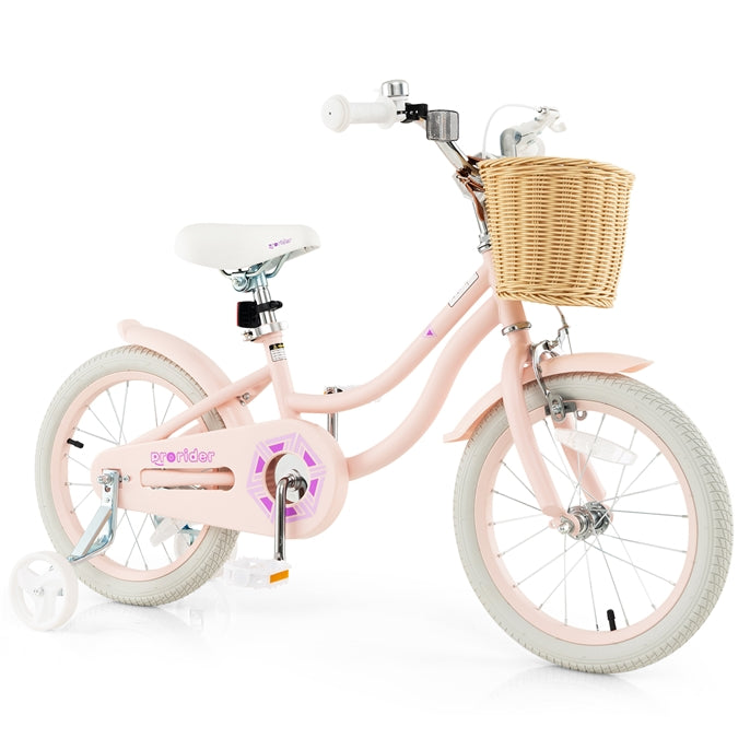 14"/16" Kid's Bike with Training Wheels,  Handbrake & Coaster Brake, 95% Pre-assembled Design, Bicycle for 3-7 Years Old