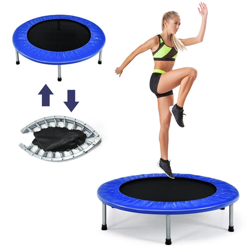 38” Mini Folding Trampoline, Portable Recreational Fitness Rebounder for Kids, Max Load 150kg