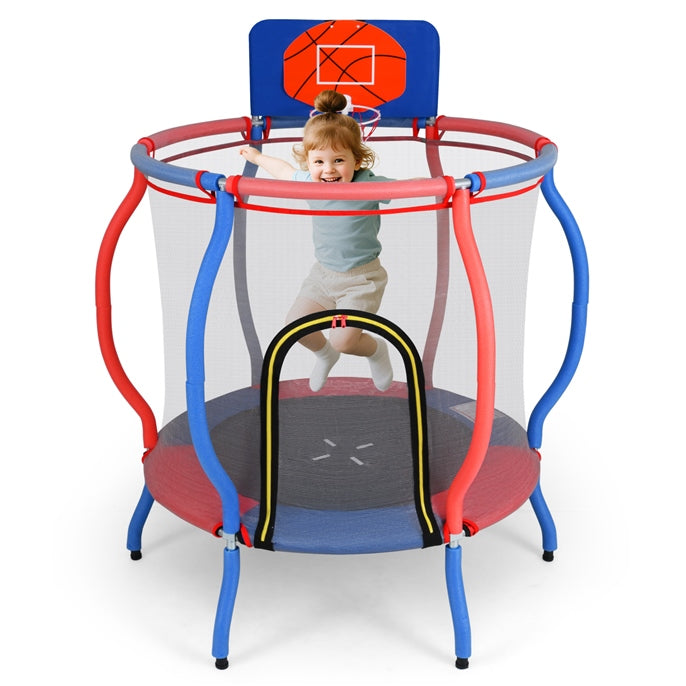 OLAKIDS 48" Trampoline for Kids, Indoor Outdoor Toddler Trampoline with Safety Enclosure Net