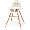 Wooden High Chair with Double 4-Gear Tray for Babies