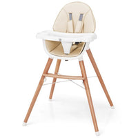 Wooden High Chair with Double 4-Gear Tray for Babies