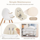 Wooden High Chair with Double 4-Gear Tray for Babies