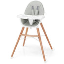 Wooden High Chair with Double 4-Gear Tray for Babies