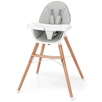 Wooden High Chair with Double 4-Gear Tray for Babies