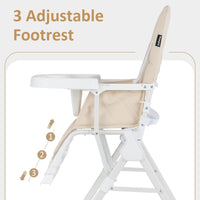 Baby Foldable High Chair with Removable Adjustable Tray and PU Seat Cushion