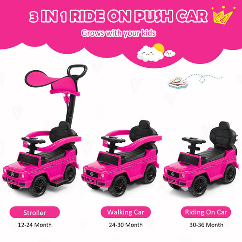 3-in-1 Licensed Mercedes Benz Ride on Push Car with Push Handle