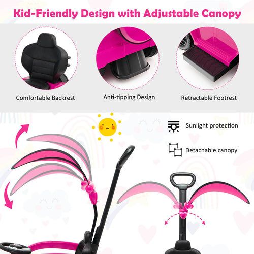 3-in-1 Licensed Mercedes Benz Ride on Push Car with Push Handle