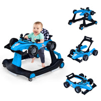 4-in-1 Foldable Activity Car Walker with Adjustable Height and Speed