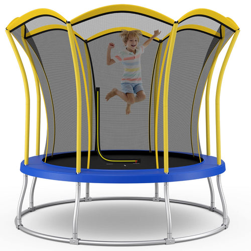 8FT/ 10FT Kids Trampoline, Galvanized Steel Frame, Indoor Outdoor Unique Flower Shape Trampoline