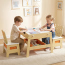 INFANS Kids Table and Chair Set, 4 in 1 Wooden Activity Desk