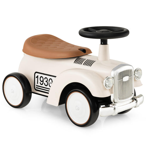 Retro Kids Ride-on Toy, Kids Vehicle Toy w/Under Seat Storage, Foot to Floor Riding Car for Boys Girls 18-36 Months